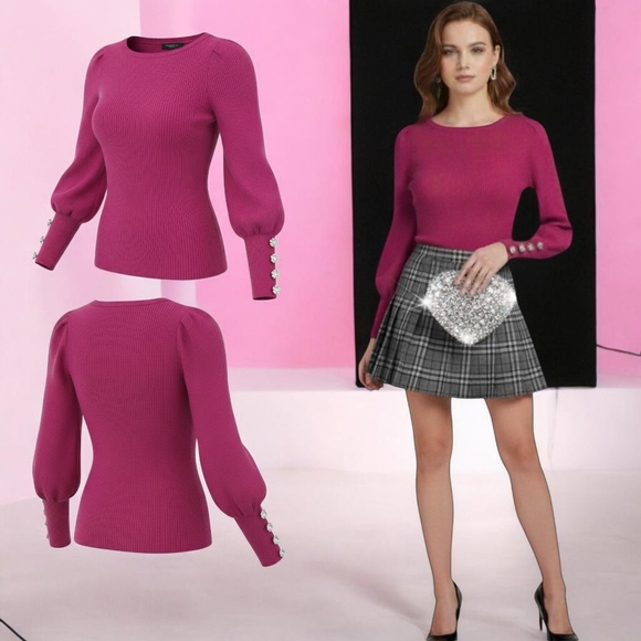 Ann Taylor Sweater In Pink- Large Petite- EUC $98 Retail - Picture 9 of 9